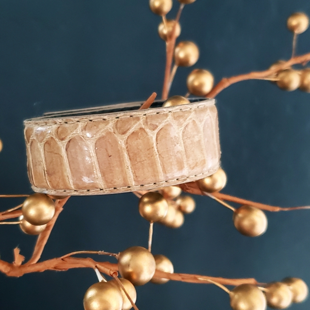 Tan Croc Skin Cuff Bracelet